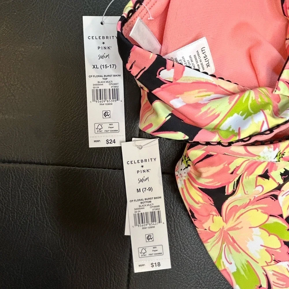 Celebrity Pink Juniors Floral Burst Bikini Set NWT